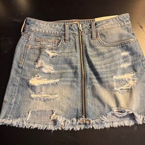 American Eagle Outfitters Light Blue Frayed Mini Skirt